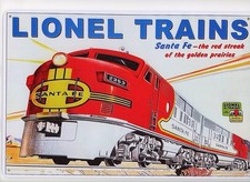 Metal Sign - Lionel Trains - Santa Fe  Santa Fe - The Red Streak Of The Golden