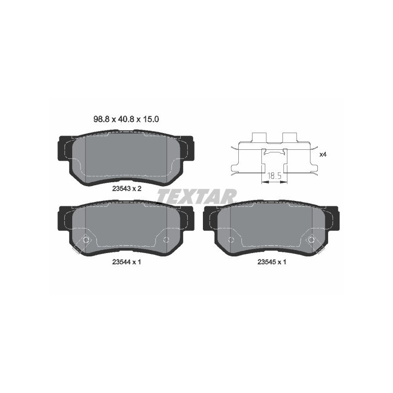 TEXTAR 2354301 Brake Pads Set Rear for Sonata Magentis Tucson Getz Grandeur Spor