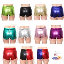 US~ Womens Shiny Metallic Low Rise Booty Shorts Panties Hot Pants Party Clubwear