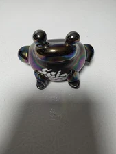 Pele's Art Glass Hawaii Iridescent Purple Spotted Frog Figurine