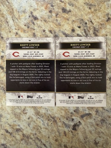 Rhett Lowder 2025 Topps Tier One Green Foil /99 Reds - Bild 2 von 2