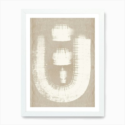 Beige Brush Brush Stroke Abstract 1 Framed Wall Art Poster Canvas Print Picture