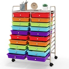 20 Drawer Rolling Storage Cart Mobile Rolling Cart w/Drawers School Classroom