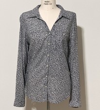 Maurices Button Down Shirt Black White Floral Print Collared Long Sleeves Size M