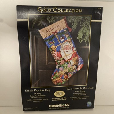 Vintage Dimensions Gold Collection Santa's Toys Stocking Cross Stitch Kit #8818