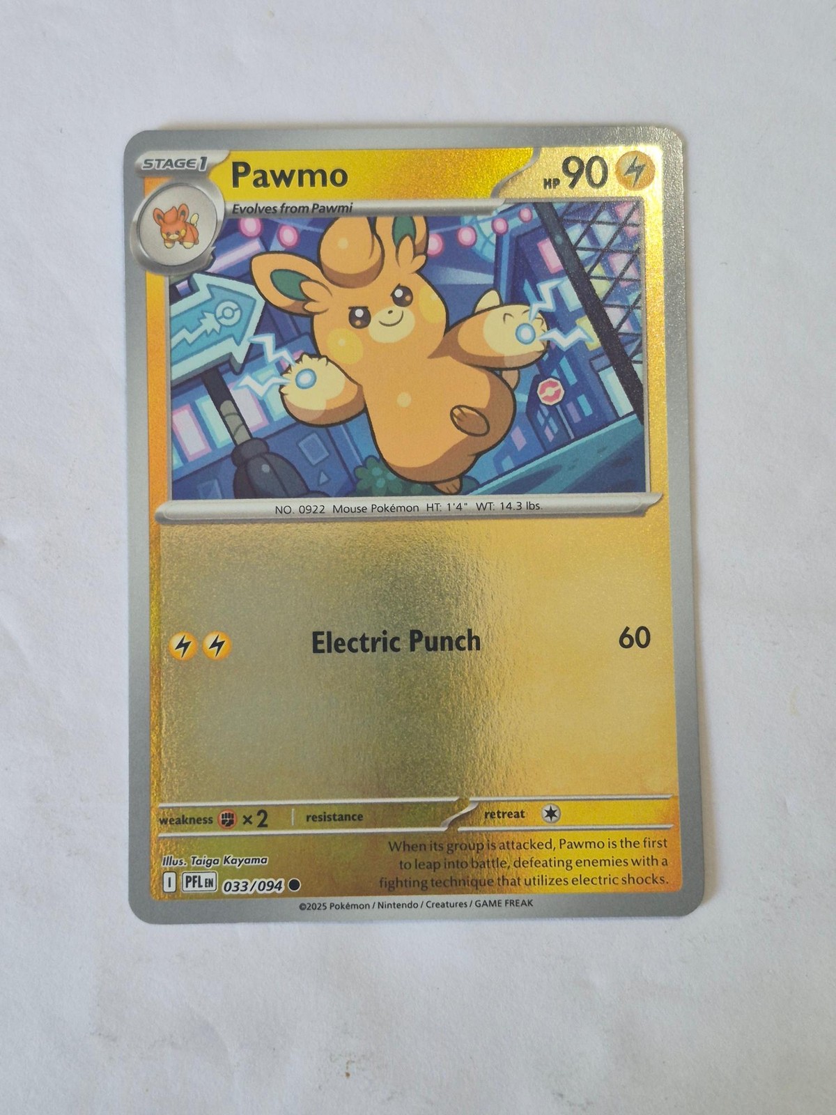 Pawmo 033/094 Common Phantasmal Flames Pokemon Reverse Holo Near Mint