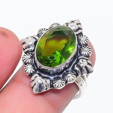 Green Peridot Gemstone 925 Sterling Silver Jewelry All Size Ring For Gift