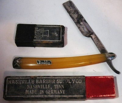 Vtg. K C Seelbach Germany Buddy Straight Razor w miss-matched Nashville Co box