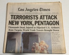 Los Angeles Times September 12 2001 9/11 Terrorists Attack NYC Pentagon United