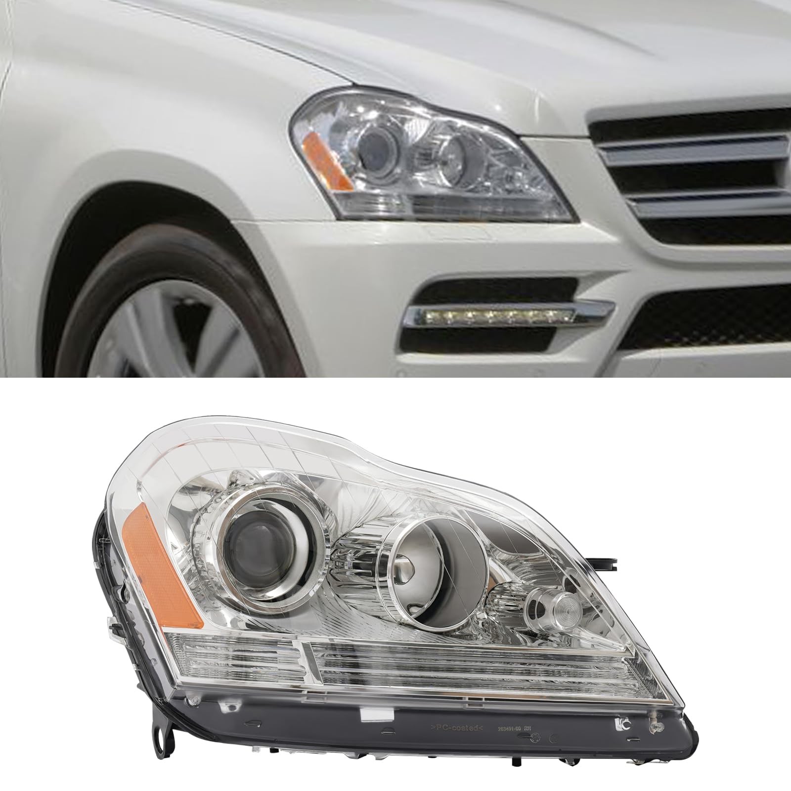 for 2007 2012 Mercedes Benz GL Class Halogen Headlight Left Driver Side