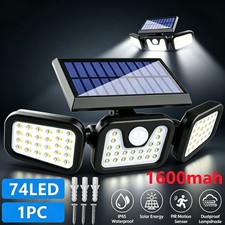 Solar Powered Outdoor 74 LED PIR Motion Sensor Wall Light Garden Security Lamp
