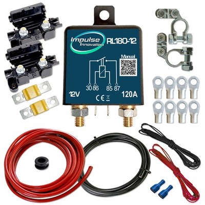RL180 Trennrelais Komplettset 6m Kuperkabel 16mm²  Zweitbatterie Camper Van Bus