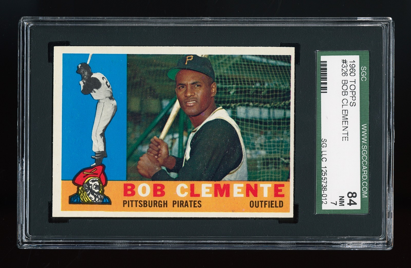 1960 Topps #326 Roberto Clemente SGC 7 with NM-MT corners & good color