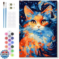 Bowetile Cat Paint by Numbers for Adults Beginners Framed, Easy A