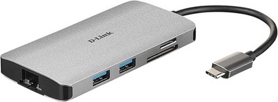 D-Link DUB-M810 8 in 1 USB C Hub (USB C Adapter mit HDMI 4K und 1080p, 3x USB 3