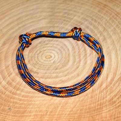 Nylon Verstellbares Armband Dünn Diskret Kordelarmband in Blau & Orange Unisex