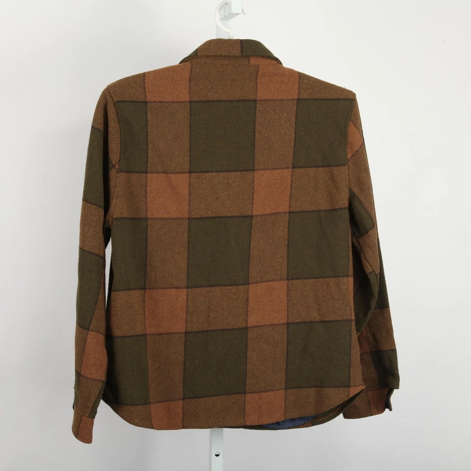 Brixton Jacket Mens Large Brown Green Plaid Wool Blend Lined Shacket Button - Image 4 of 4