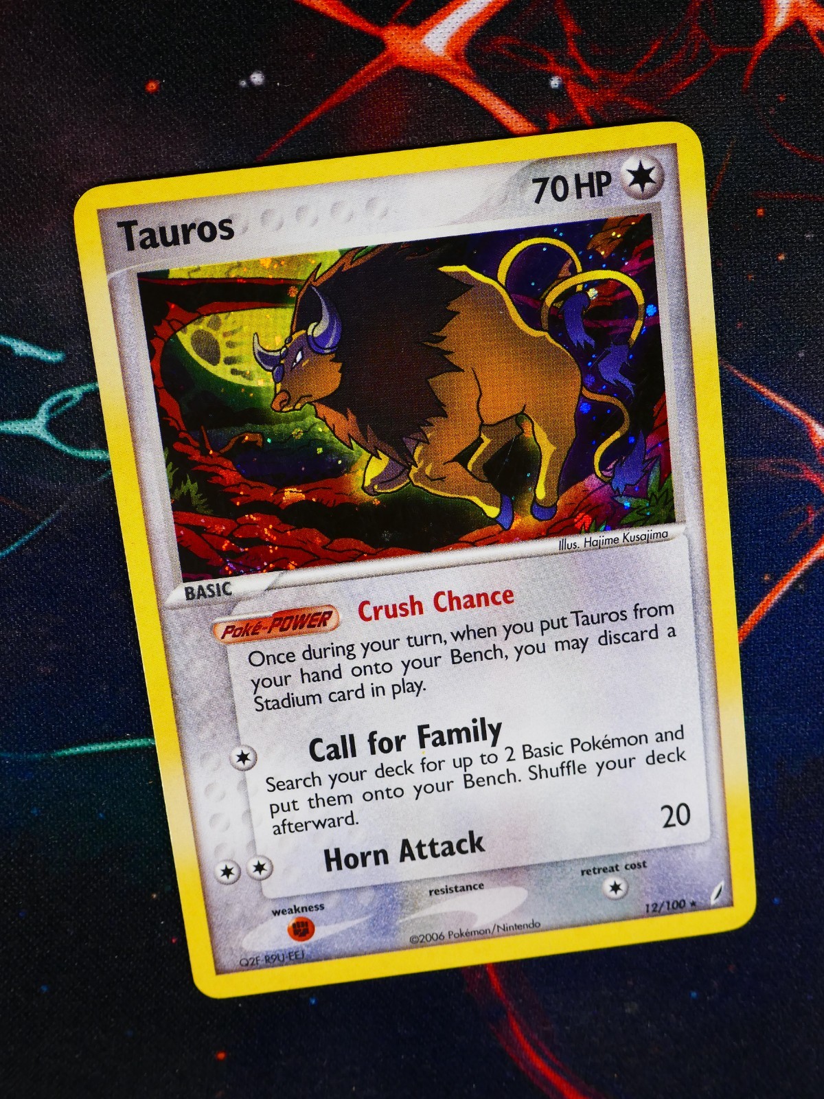 MP/HP Pokemon TAUROS Card EX CRYSTAL GUARDIANS Set#12/100 Holo Foil Rare SWIRL#3