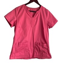 Beyond Scrubs Women Scrub Top M Coral Medical Uniform Nurse Workwear Casual