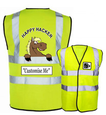 Happy Hacker Hi Vis, Horse Riding Reflective Clothing, Equestrian Hi Vis Vest,