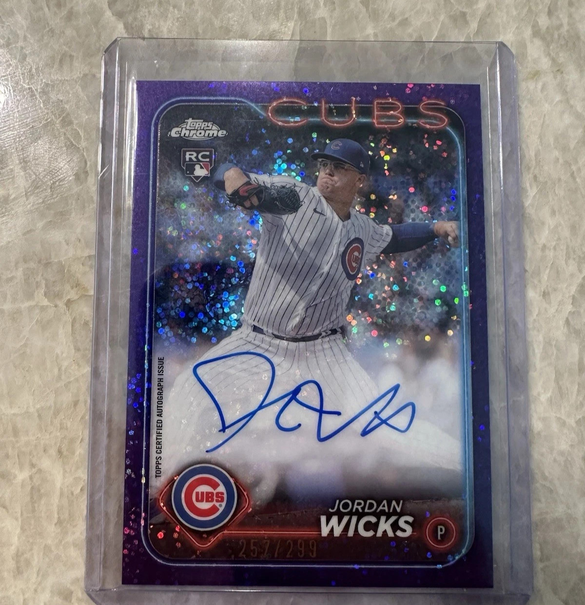 2024 Topps Chrome RA-JWS Jordan Wicks Rookie Auto Purple Speckle Refractor #/299