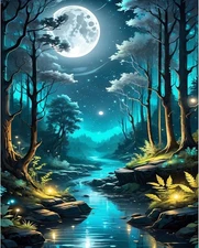 xackcme Moon Paint by Numbers for Adults - Landscape 16x40inch, MT12147 
