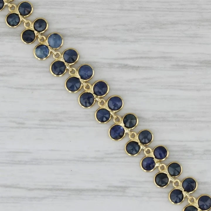 Brazalete Tenis Zafiro Azul 6ctw Oro Amarillo 10K Sobre Largo 7.25"/Ancho:... Foto 2 de 4