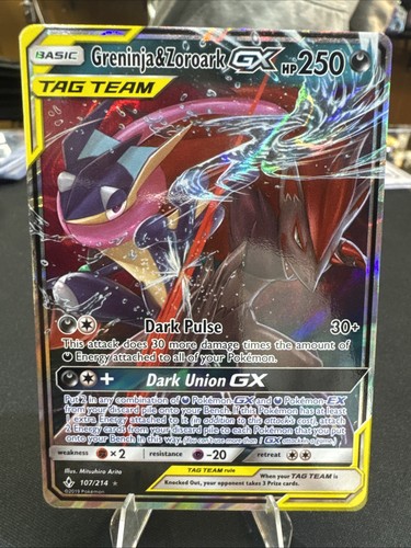Greninja & Zoroark GX 107/214 Unbroken Bonds TAG TEAM (NM- 💎💫🔥)