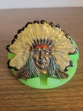Vintage Belt Buckle Indian Chief 1976 Great American Buckle Co 351 HandPainted