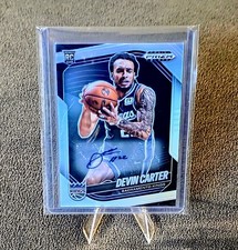 2025 Panini Prizm Black Basketball Devin Carter 144 Silver Prizm Auto RC 