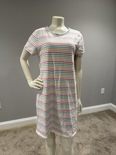 J.Crew Colorful Stripe T-Shirt Dress Women's Size Medium 100% Cotton