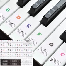 Piano Keyboard Stickers for 88/61/54/49 Keys Notes Guide Removable, Multicolor