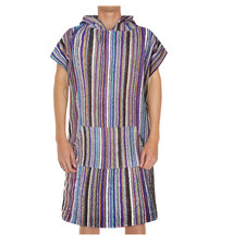 Cotton Hooded Beach Poncho Towel with Pocket Striped Surf Changing Robe Unisex