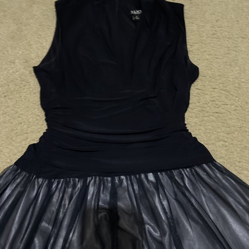 Slny Damen marineblau bestickt ärmellos knielanges Kleid Größe 6 Fit & Flare - Bild 6 von 24