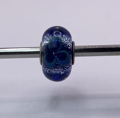Mandy Ramsdell Glass Bead Blue Flower & Silver Foil Artisan Charm