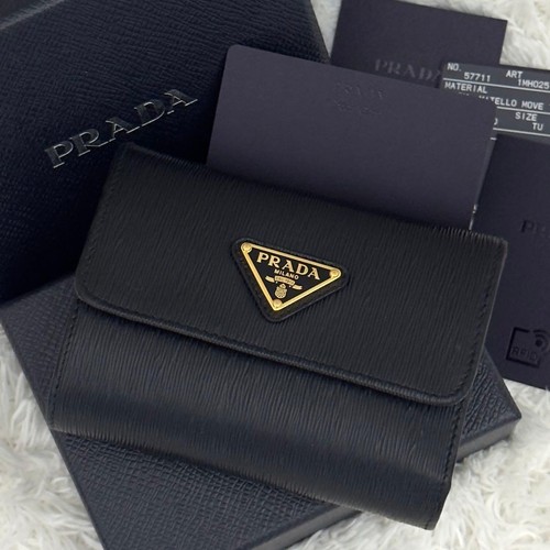 Prada Vitello Move RFID Wallet Leather Black Used