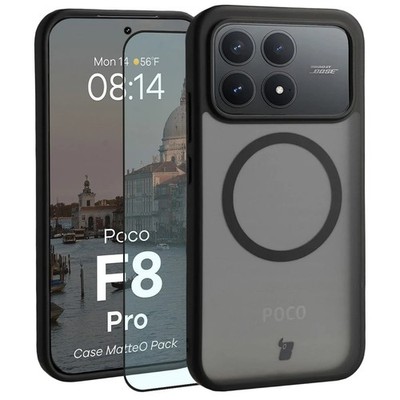 Handyhülle + Glas für Xiaomi POCO F8 Pro Bizon Case Cover Schutzhülle Schwarz