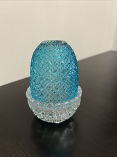 Rare Victorian Teal Blue English Glass Clarke Pyramid Fairy Lamp