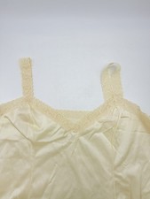 Vintage Ivory Cream Satin Slip Dress Lace Trim USA Made Size Medium