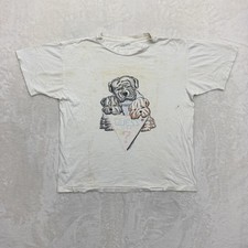 Vintage Guess USA Shirt Mens Large White Dog Triangle Logo Graphic 1987 80s