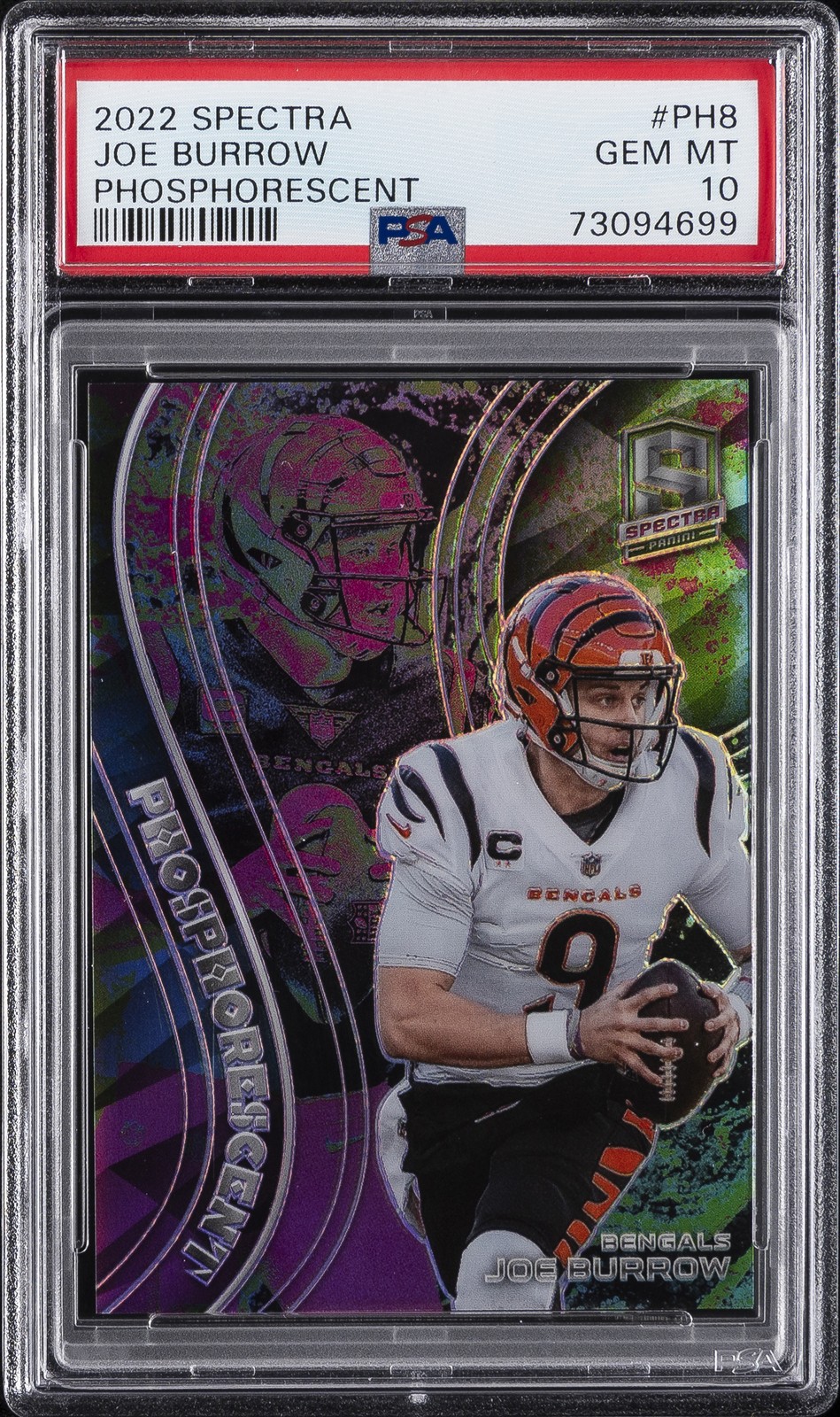 2022 PANINI SPECTRA PHOSPHORESCENT #PH8 JOE BURROW PSA 10