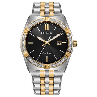 Citizen BM7644-51E Men Eco-Drive Corso Two Tone Diamond Bezel Watch Date