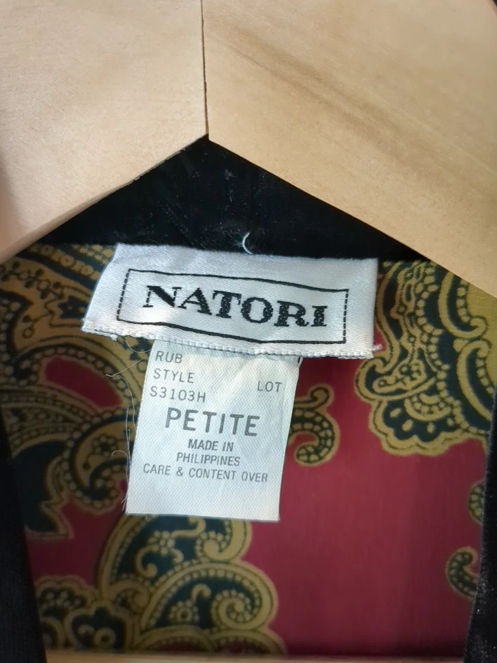 Natori Womens Sz S Petite  Rub Style Robe Velvet Trim Luxurious Comfort - Image 2 of 4