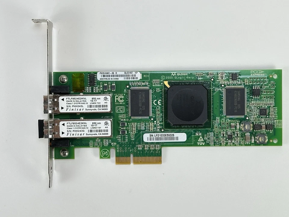 HP 407621-001 QLogic QLE2462 Doble Puerto 4GB FC Canal de Fibra PCI-e x4 HBA Óptico Foto 3 de 4