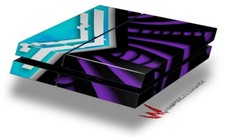 Skin for original PS4 Gaming Console Black Waves Neon Teal Purple