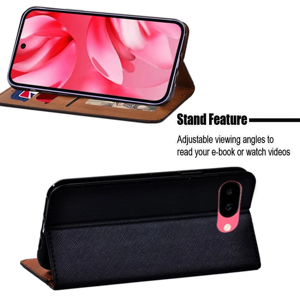 PU Leather Stand Wallet Cover Case For Google Pixel 6/6A/7/7A/8/8 Pro/9/9 Pro/9A - Image 3 of 4
