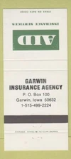 Matchbook Cover - Aid Insurance Garwin IA 30 Strike