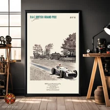 Stirling Moss Art Print British Aintree Formula Racing Poster Wall Art Fans Gift