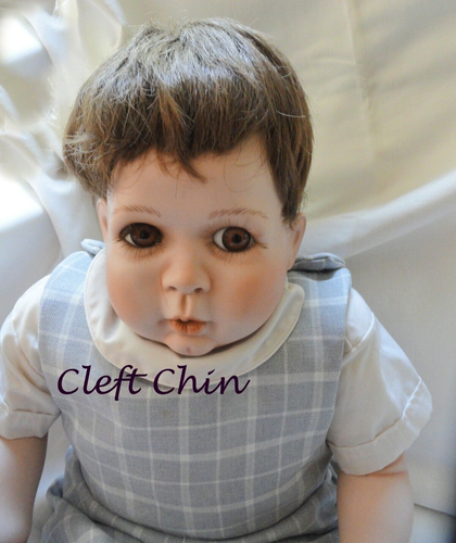 VTG 1989 Ceramic/Cloth Kevin Baby Boy Doll Brown Eye Eyelashes Brown Hair Cleft - Picture 8 of 19
