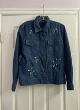 Woman s Embroidered Jean Jacket Floral Flowers